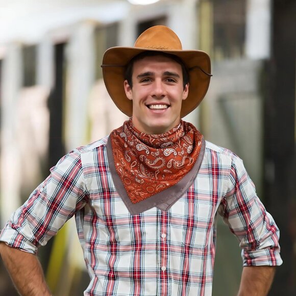 ⚡Men D-Black Necktie 27.5 Inches Cowboy Scarves Pocket Square Silk Bandanas - Picture 2 of 8